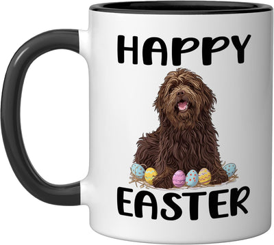 Taza Cerámica Pascua para Perros Bergamasco Negro Blanco
