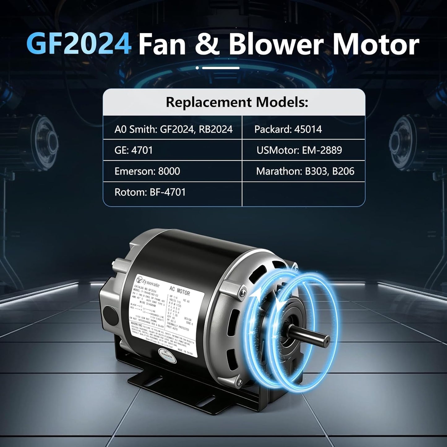 Motor ventilador GF2024 1/4 HP 115V correa comp