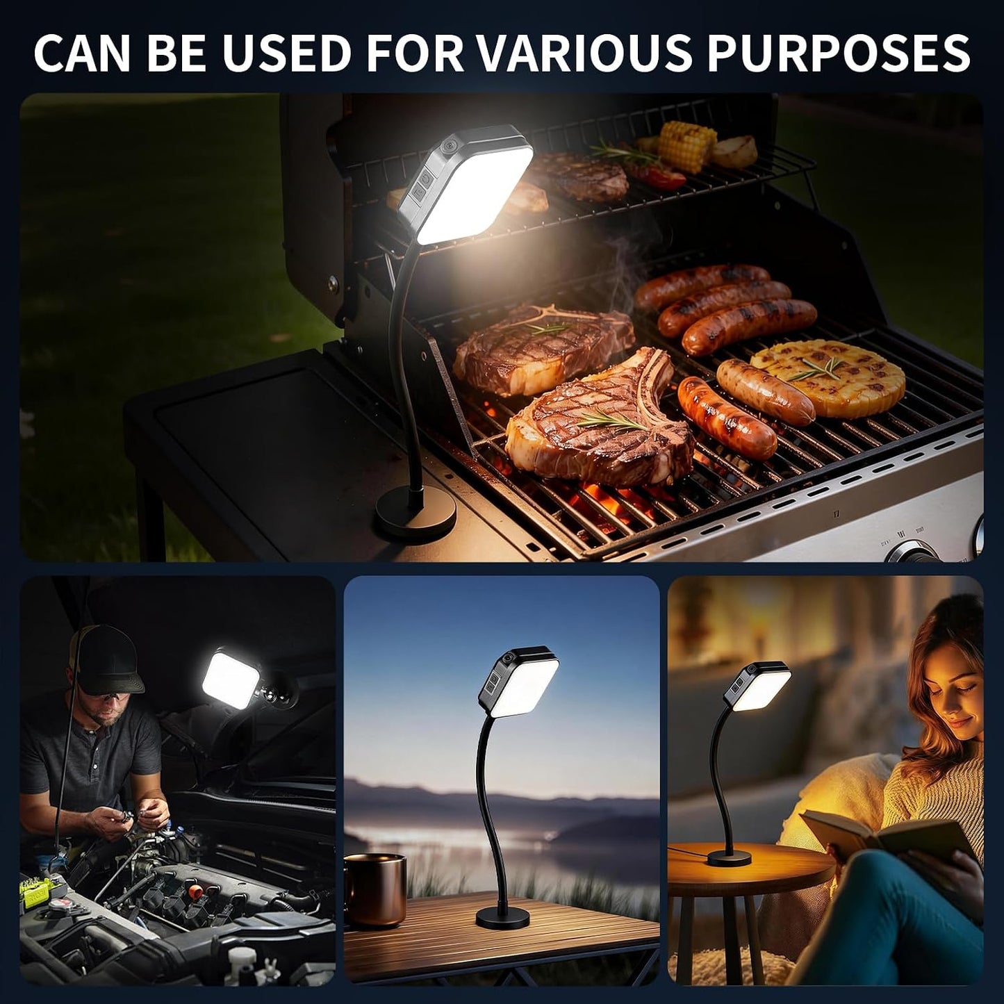 Luces magnéticas para parrilla recargable impermeable