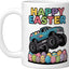 Taza cerámica para niños Monster Truck Pascua divertida blanca
