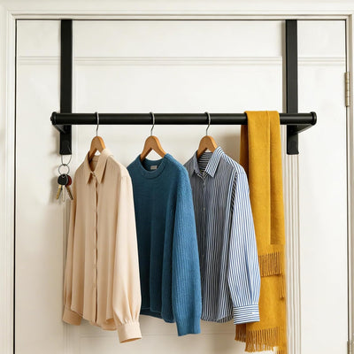 Colgador ropa puerta barra metal 2 ganchos dormitorio baño