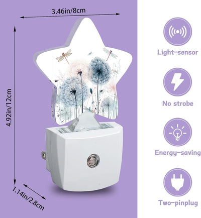 Luz Nocturna Decorativa Libélula y Estrella Sensor Pared Hogar