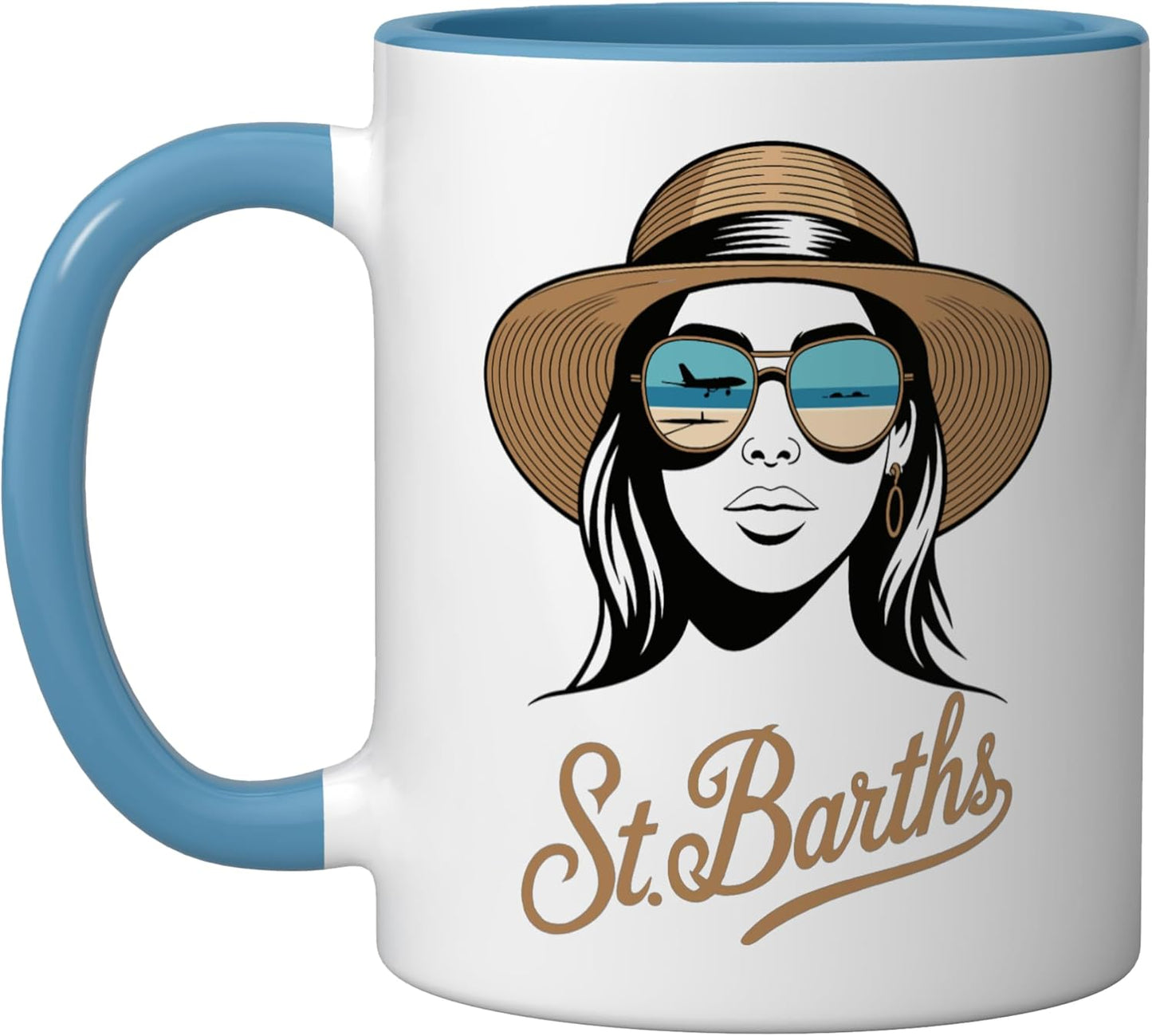 Taza Cerámica Viaje Caribeña Azul/Blanco