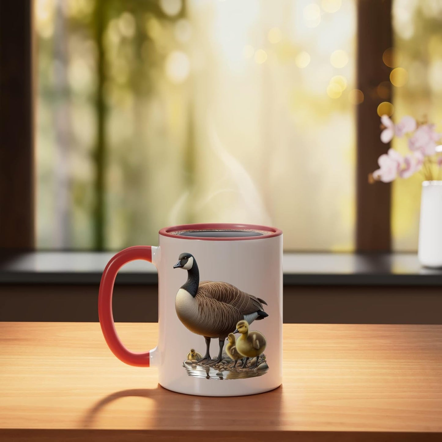 Taza Cerámica Bird Series Canadá Ganso Rojo/Blanco