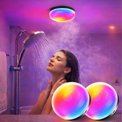 Luces ducha recargables control remoto RGBW impermeable