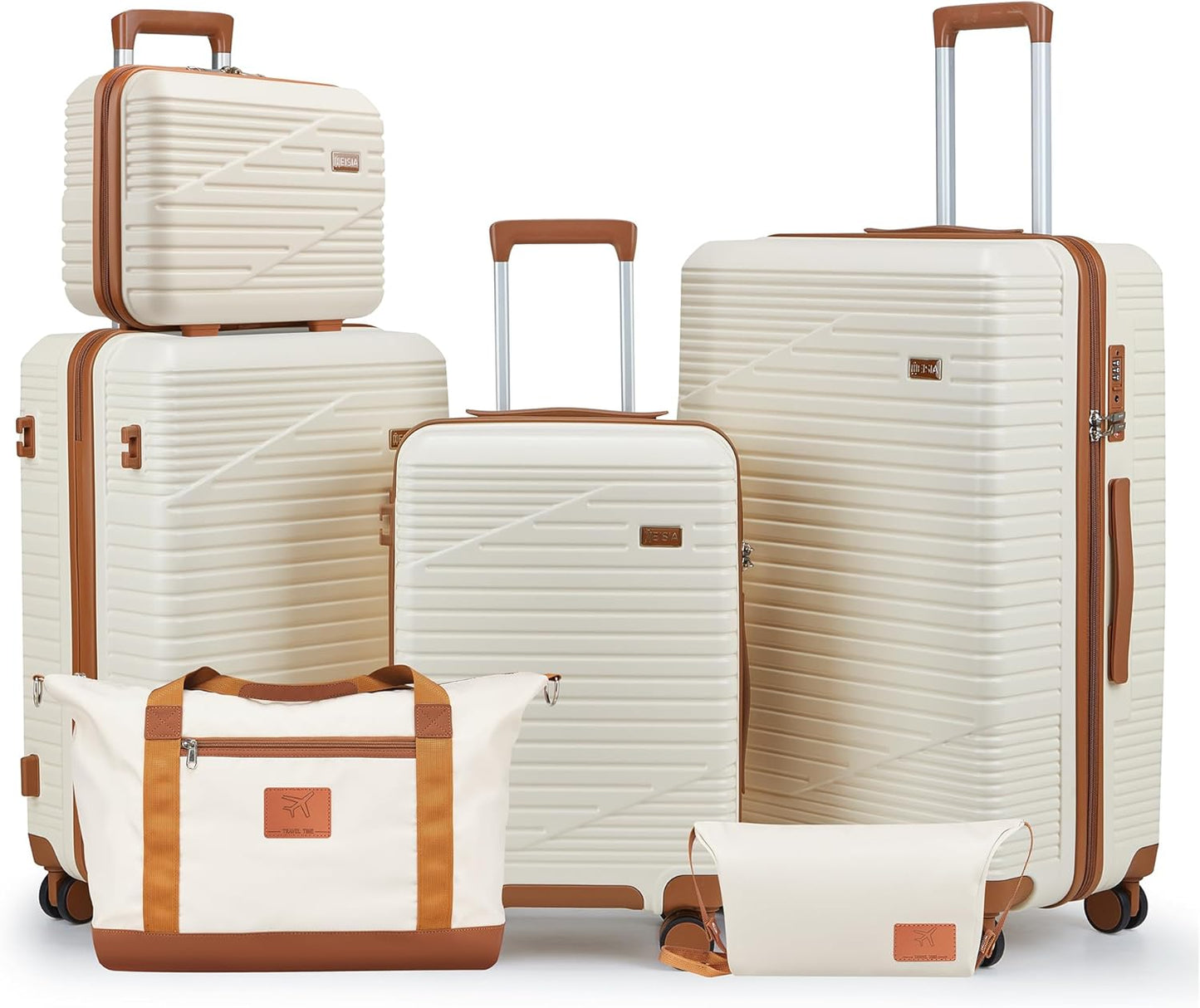 Set 3 Pzas Maleta Mano Rígida Expandible TSA Beige