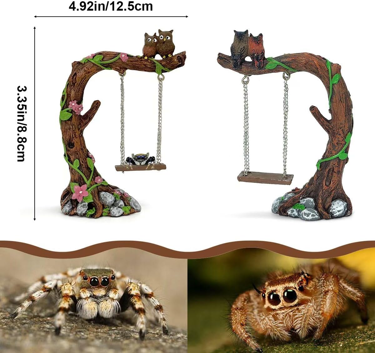 Accesorios araña saltadora juguete jardín búho decoración