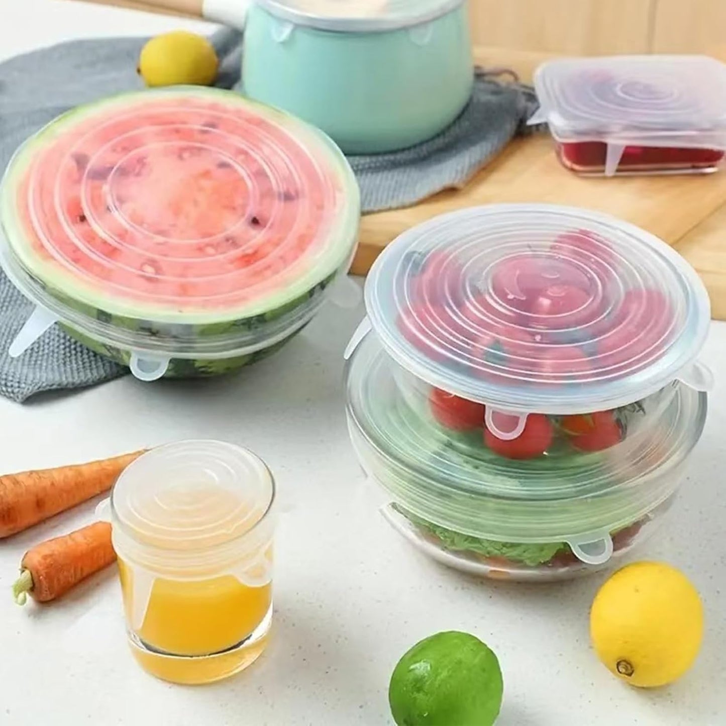 Juego de tapas de silicona rosa para almacenamiento de alimentos 2.36 a 7.68 pulgadas