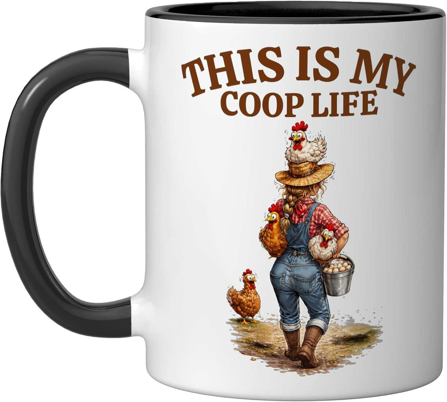 Taza Cerámica para Mujer de Campo Negro/Blanco