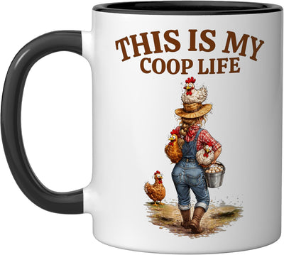 Taza Cerámica para Mujer de Campo Negro/Blanco
