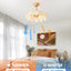 Ventilador techo dorado 20pulg luces candelabro 6 velocidades
