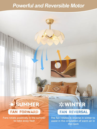 Ventilador techo dorado 20pulg luces candelabro 6 velocidades