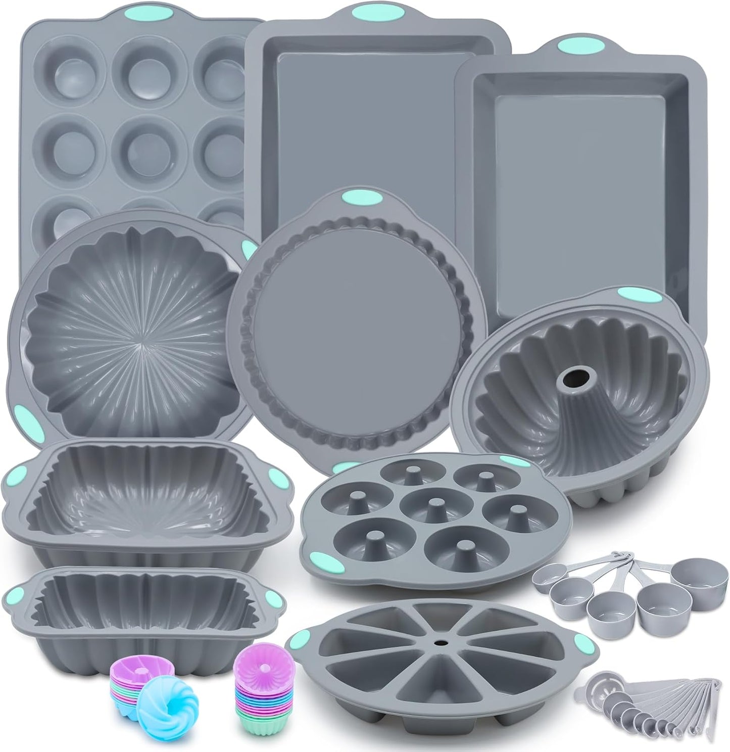 Juego de 51 moldes de silicona antiadherentes reutilizables