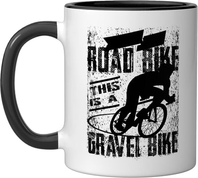 Taza de cerámica para bicicleta gravel negro/blanco