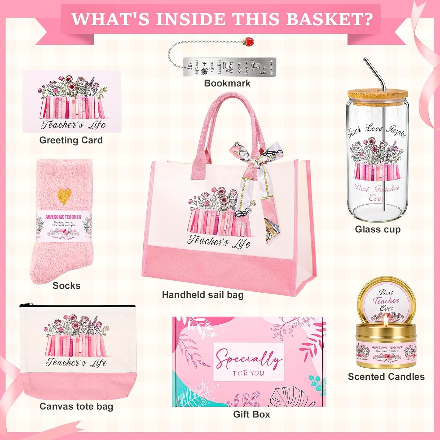 Regalo para profesora mujer taza de vidrio 16 oz