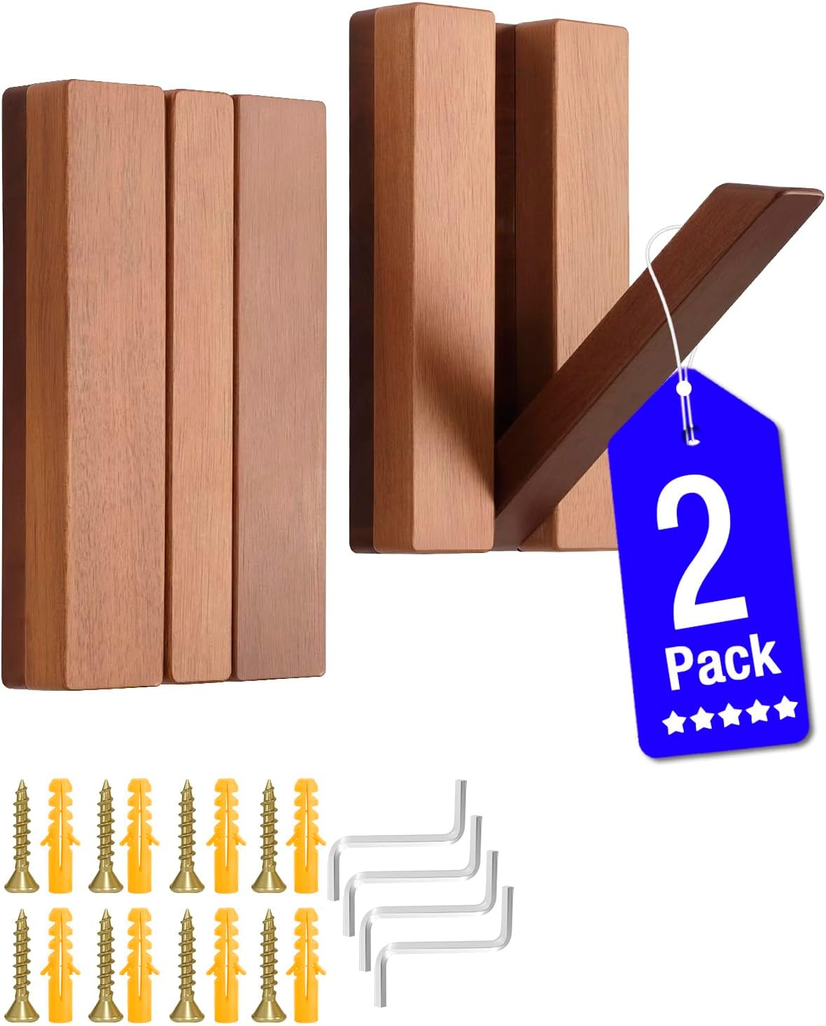 Ganchos madera plegables decorativos para hogar 2 pzas
