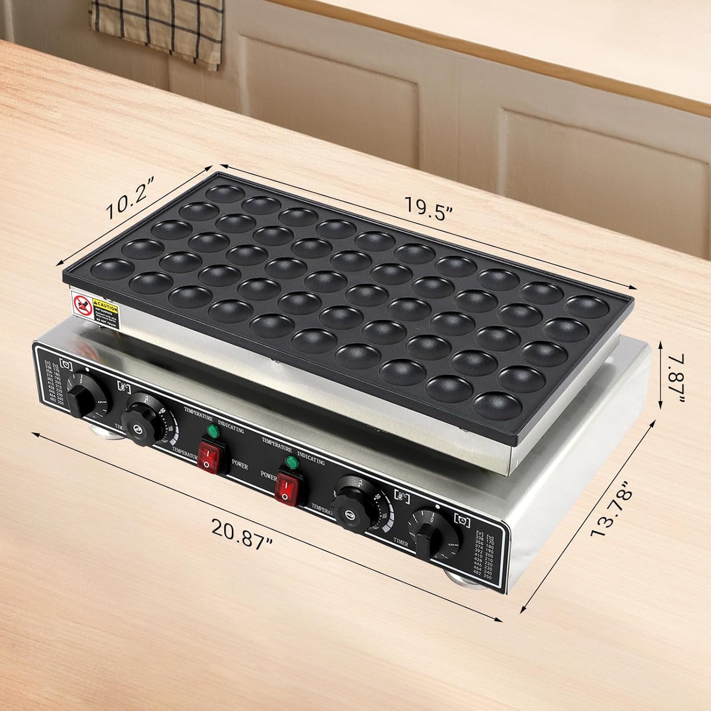 Máquina de panqueques mini acero inox 1800W control temperatura