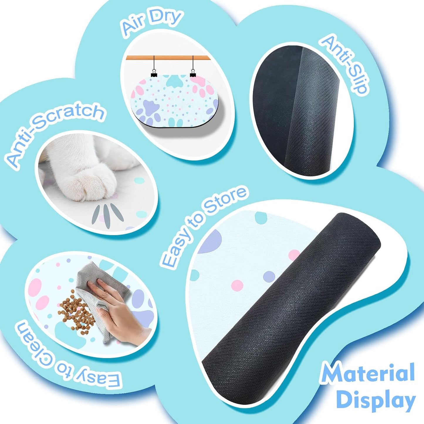 Tapete comida mascotas 20x12pulg antideslizante absorbente