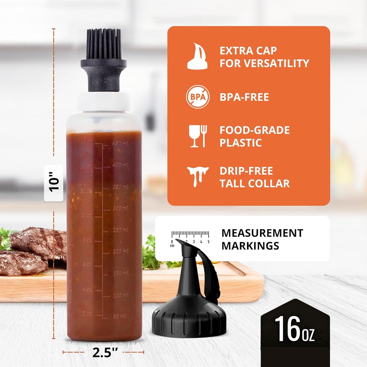 Cepillo silicona dispensador salsa barbacoa 16oz