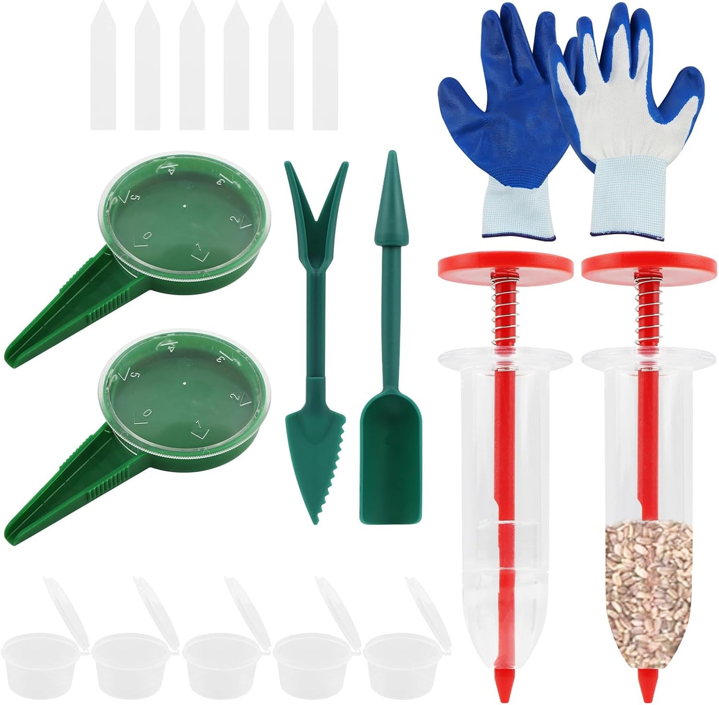 Juego 7 herramientas plantación jardín Dibber guantes