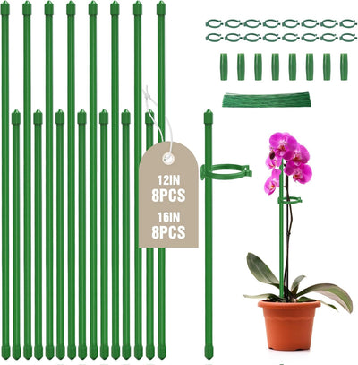Pack 16 Estacas Jardín 12-16pulg Soporte Plantas Altas