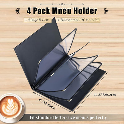 Fundas menú 8.5x11 pulg cuero sintético set 4