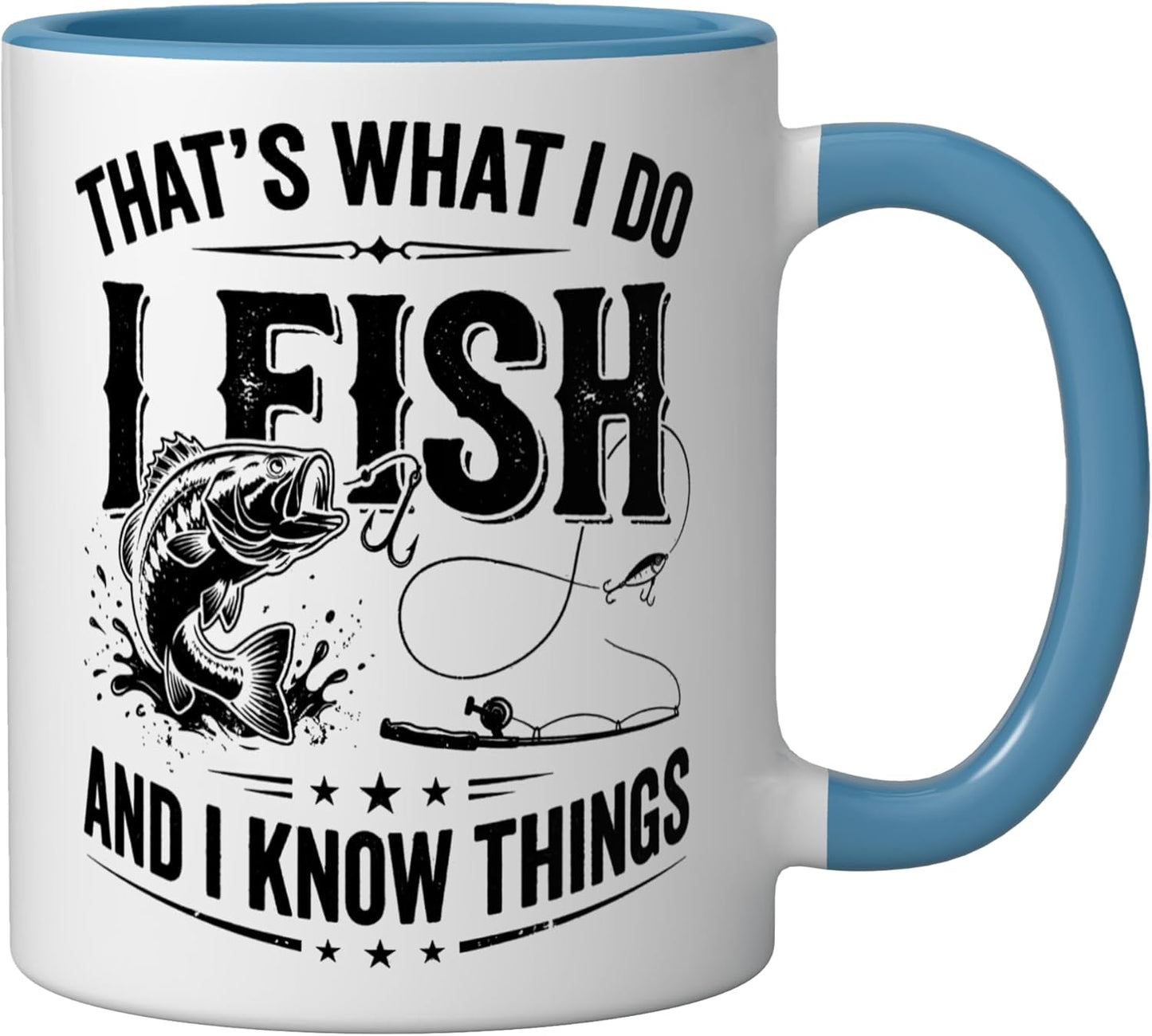 Taza Cerámica Pesca Humorística Azul/Blanco