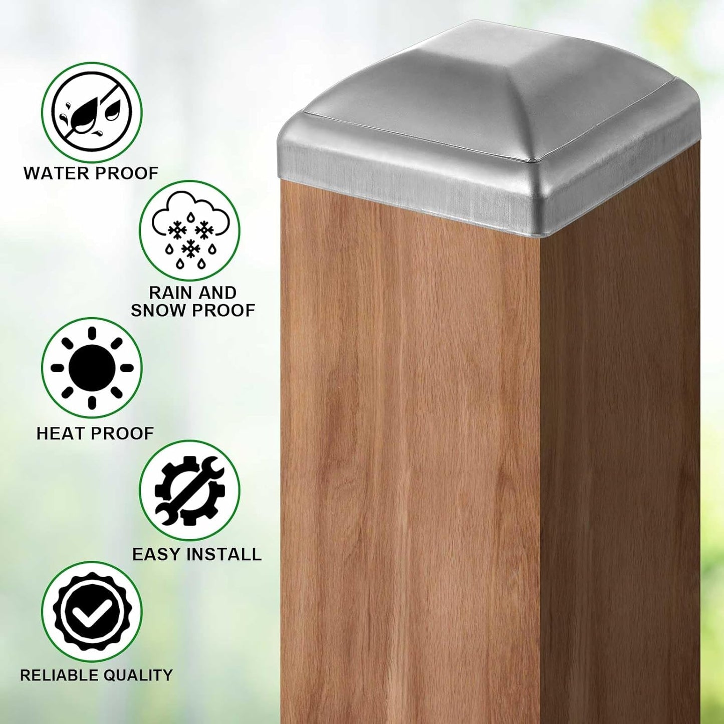 Tapas Metal Galvanizado para Poste Madera 3x3pulg