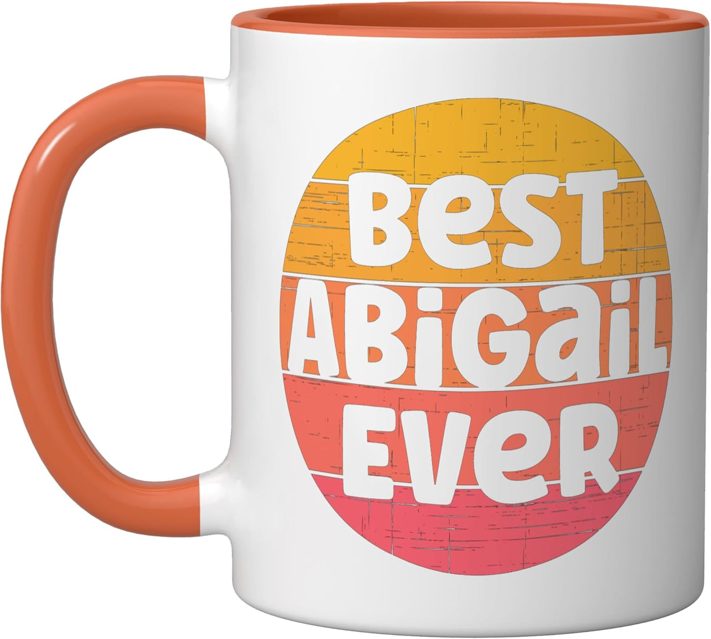 Taza cerámica Abigail Name Retro Sunset Graphic Orange/White