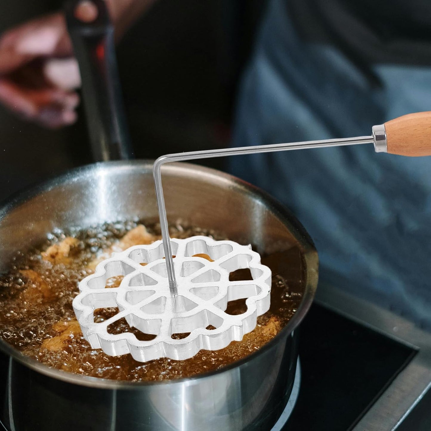 Moldes de aluminio para bunuelos con asa, 2 piezas, uso doméstico