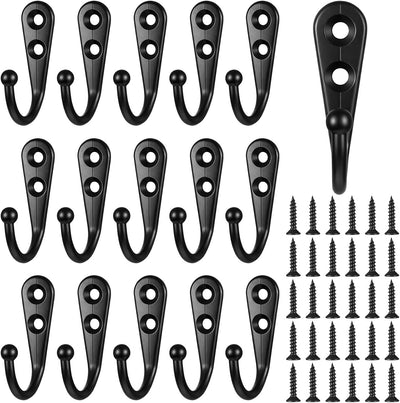 10 Ganchos Pared Metal Negro para Toallas y Llaves