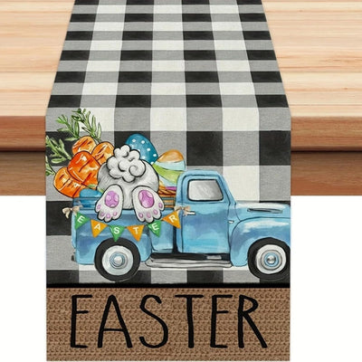 Mesa Camino Bufalo Pascua 13x72pulg Camión Flores Azules Algodón