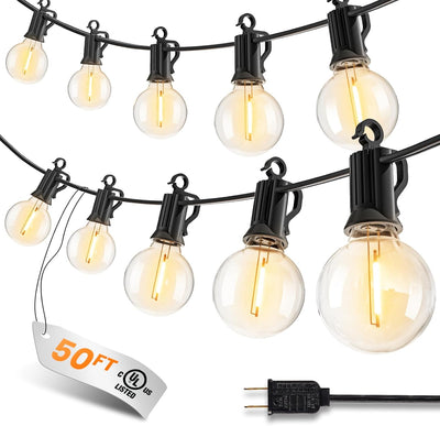 Tira luces LED patio 50pies impermeables para exteriores