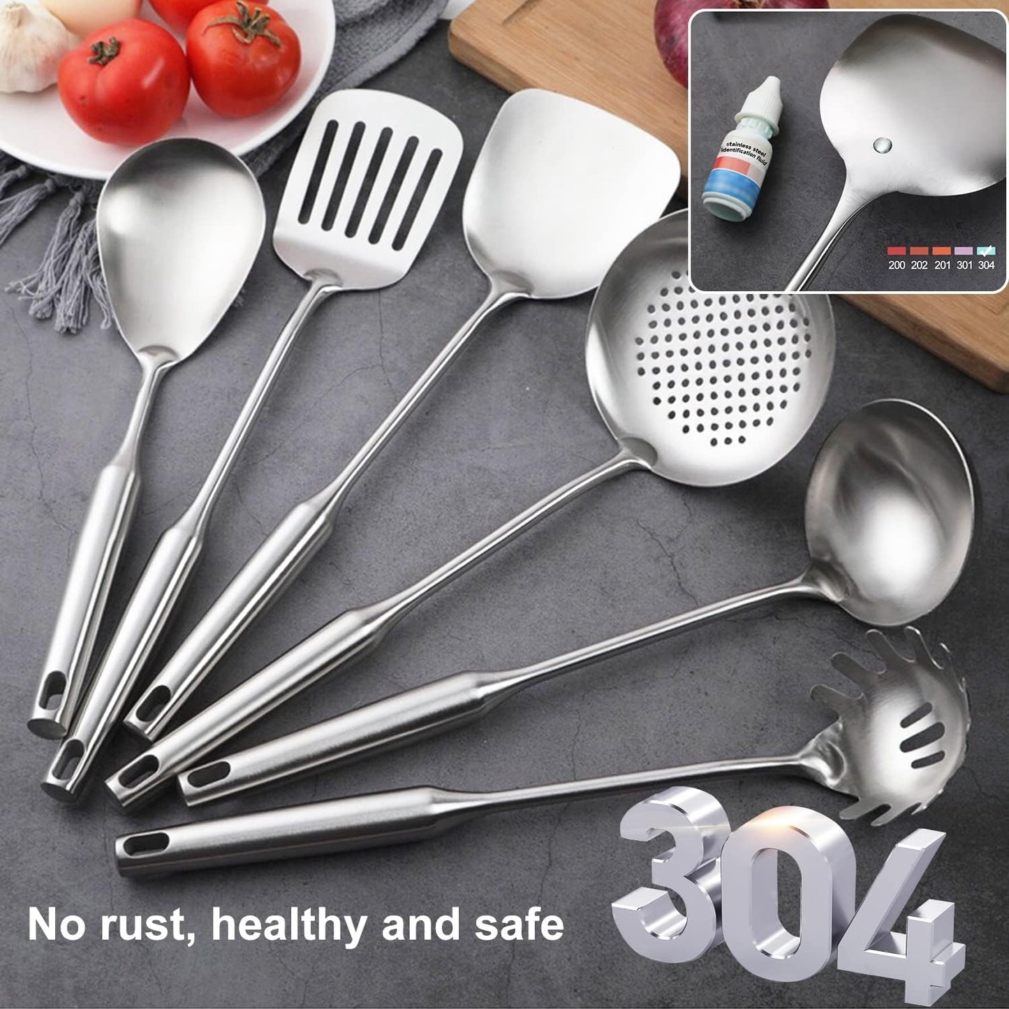Juego Utensilios Cocina Acero Inox