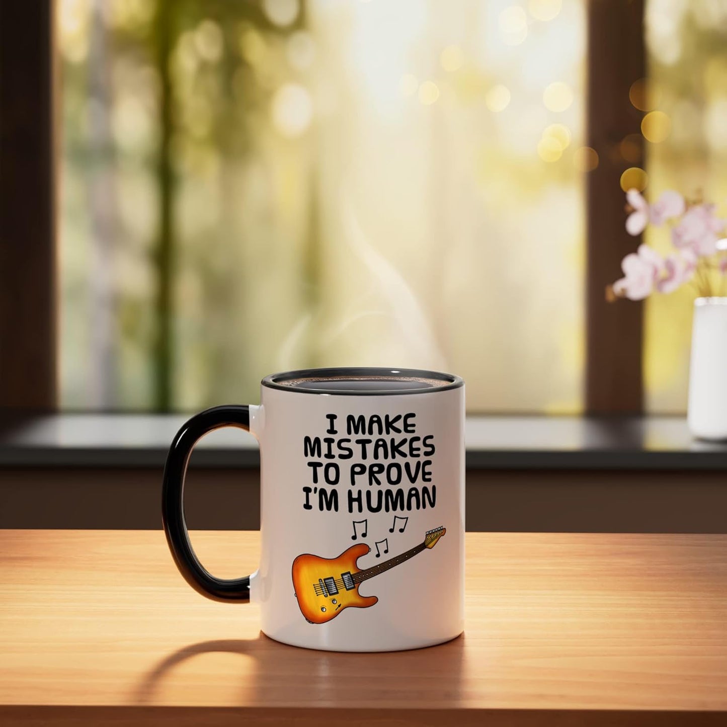 Taza Cerámica para Guitarra Humana Negro/Blanco