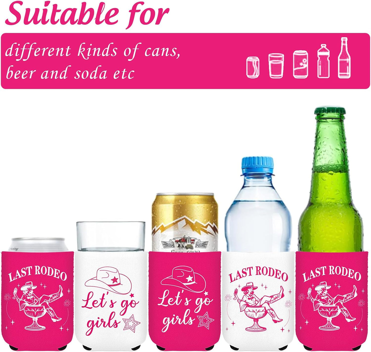 Fundas neopreno 12 oz para latas y botellas reutilizables rosa