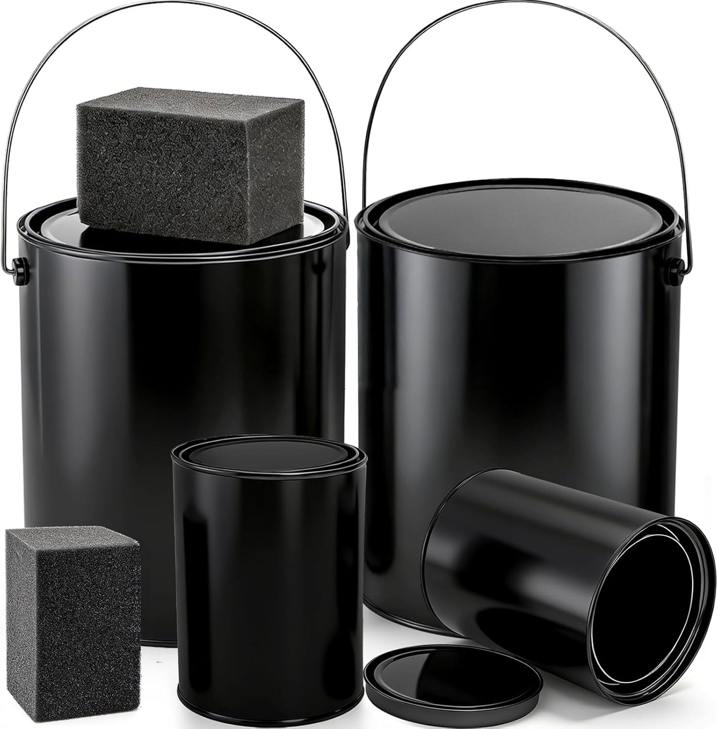 Pack 4 Latas Pintura Metálica 1qt y 1gal Cubos Vacíos Negro
