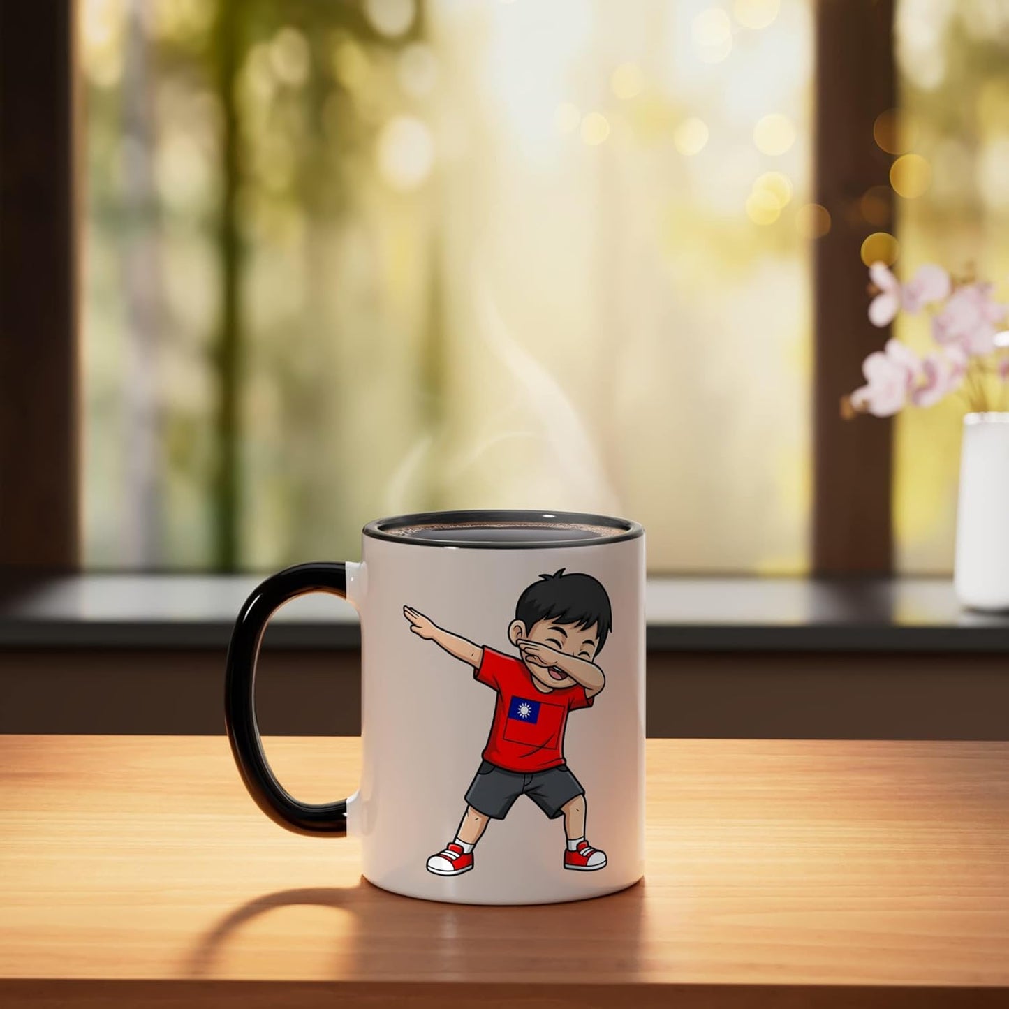 Taza cerámica Taiwan Boy Dab Pose negra/blanca