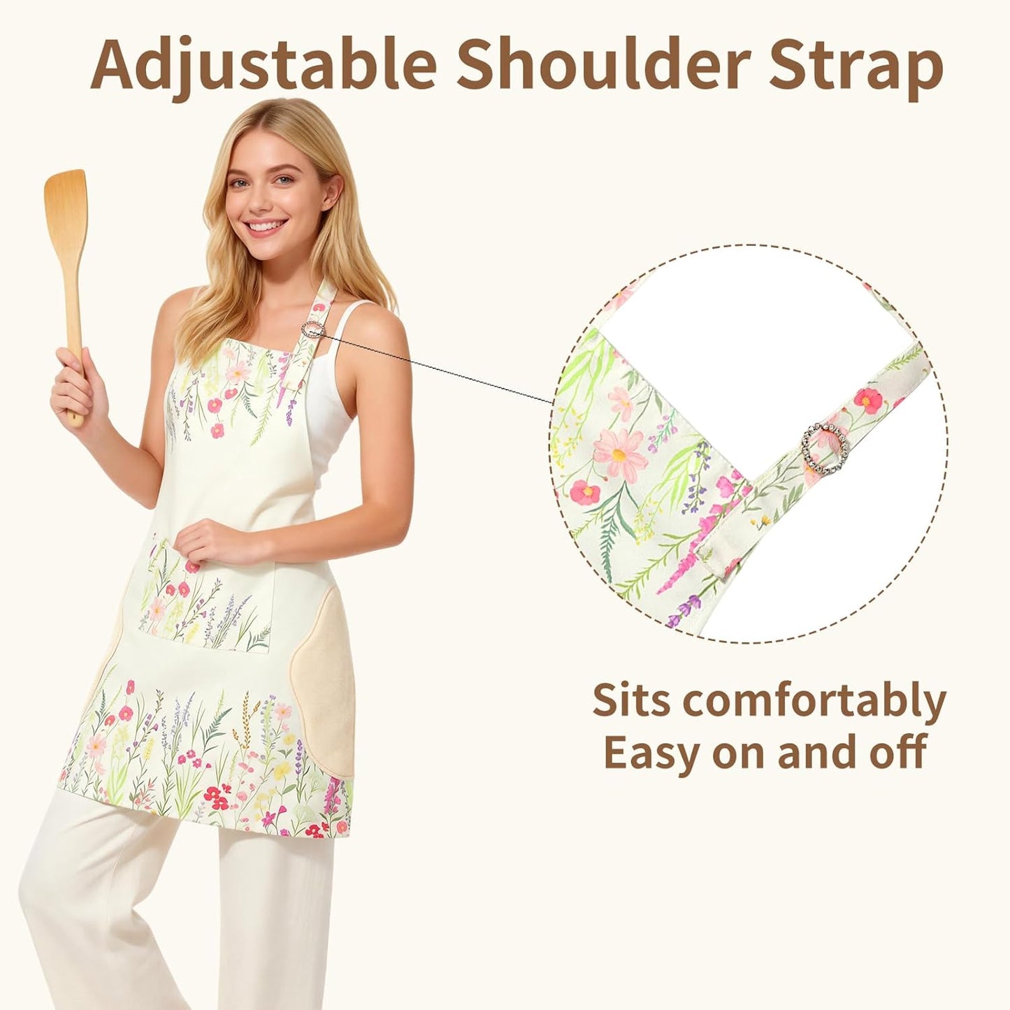 Delantal cocina con bolsillos ajustable mujer