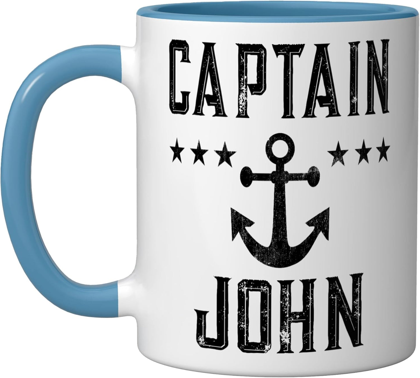 Taza Cerámica Vintage Capitan John Azul Blanco