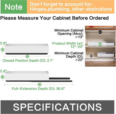 Paq 4 organizadores gabinete extensibles blancos 21x12-20pulg