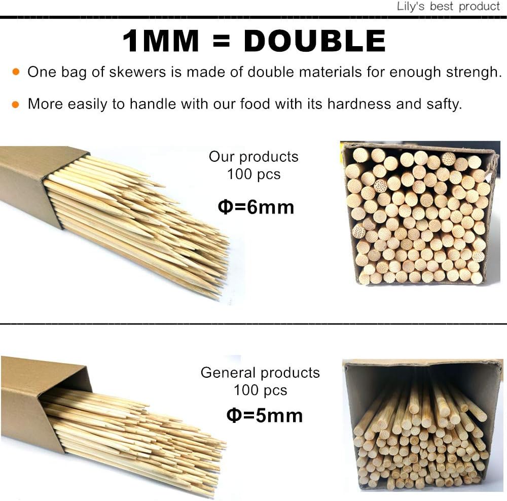 Brochetas bambú 36pulg para malvaviscos S'Mores parrilla 100uds