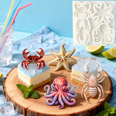 Molde silicona fondant pulpo mar estrella mar cangrejo decoración