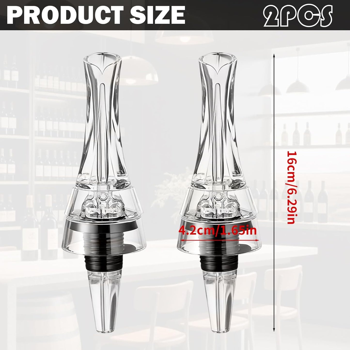 Aireador de vino profesional sin fugas de 2 piezas