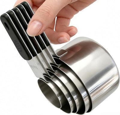 Asas magnéticas para tazas medidoras de acero inoxidable color negro