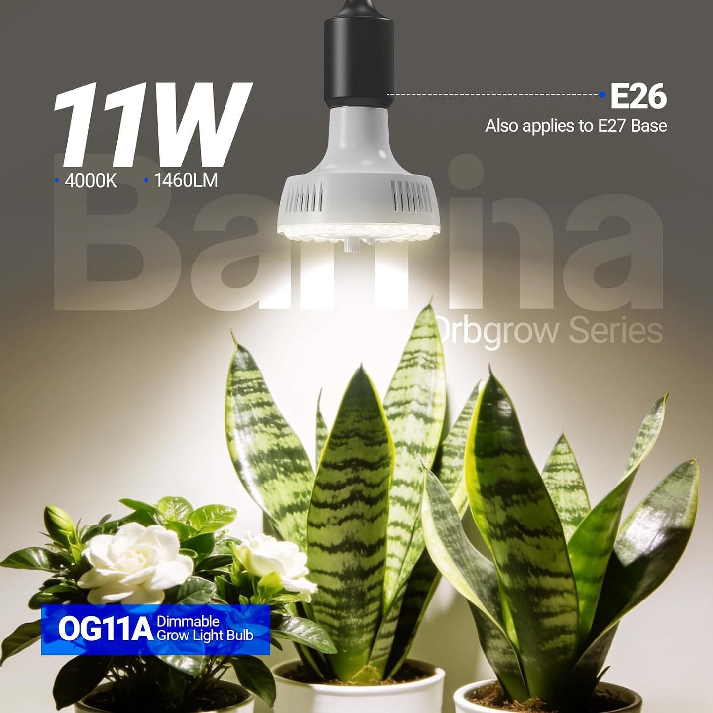 Bombilla cultivo E26 4000K 11W espectro completo