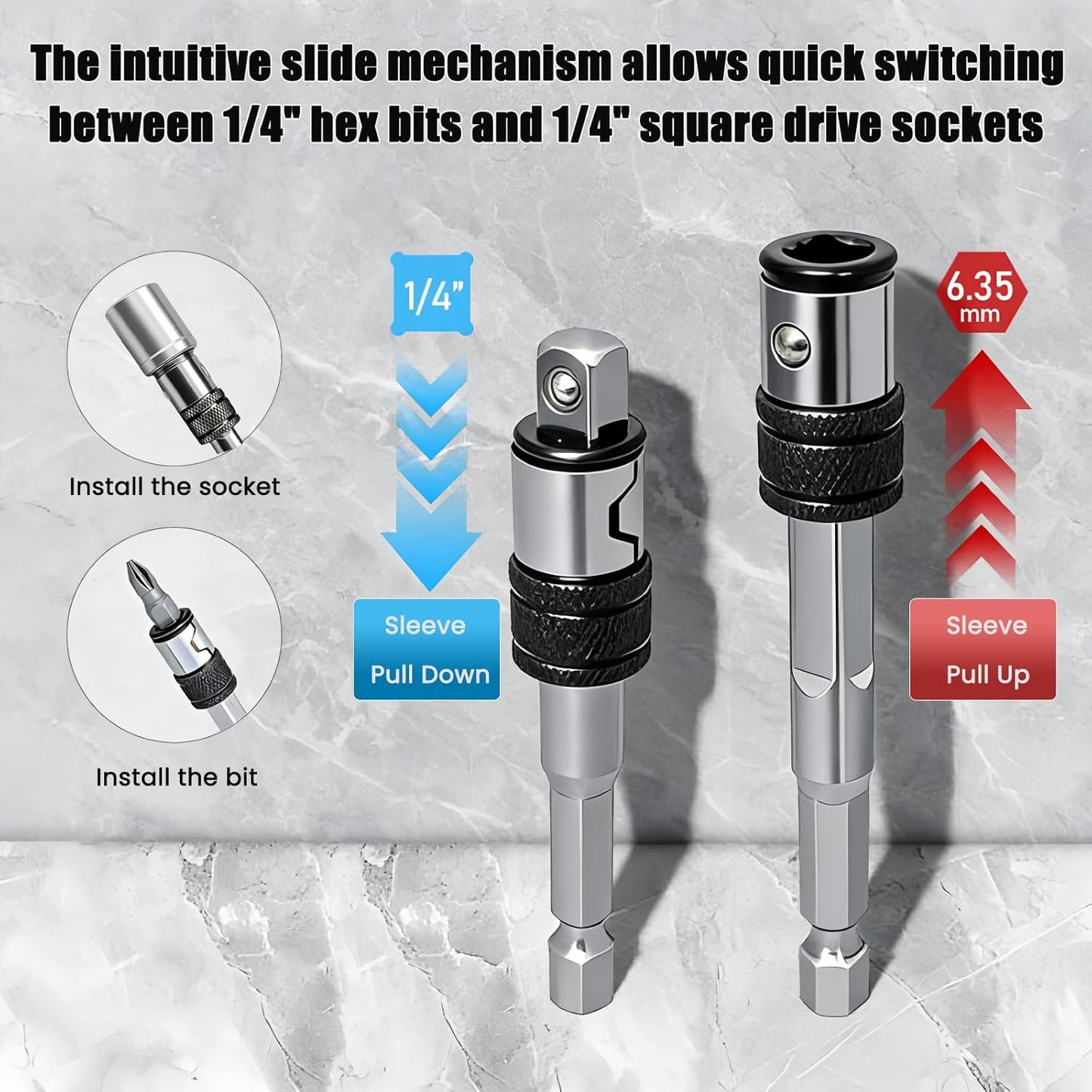 2 Adaptadores Enchufe Impacto 2en1 para Brocas 1/4pulg