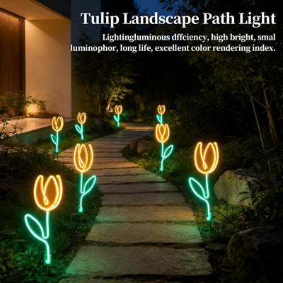 3 Letreros Neón Tulipán 16pulg Luces LED Amarillas y Verdes