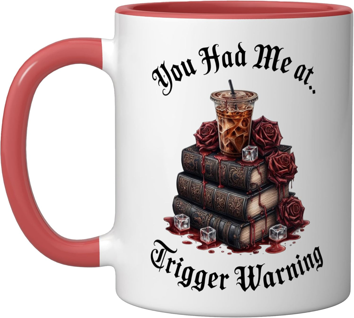 Taza de café cerámica para libro de romance oscuro con aviso de disparador