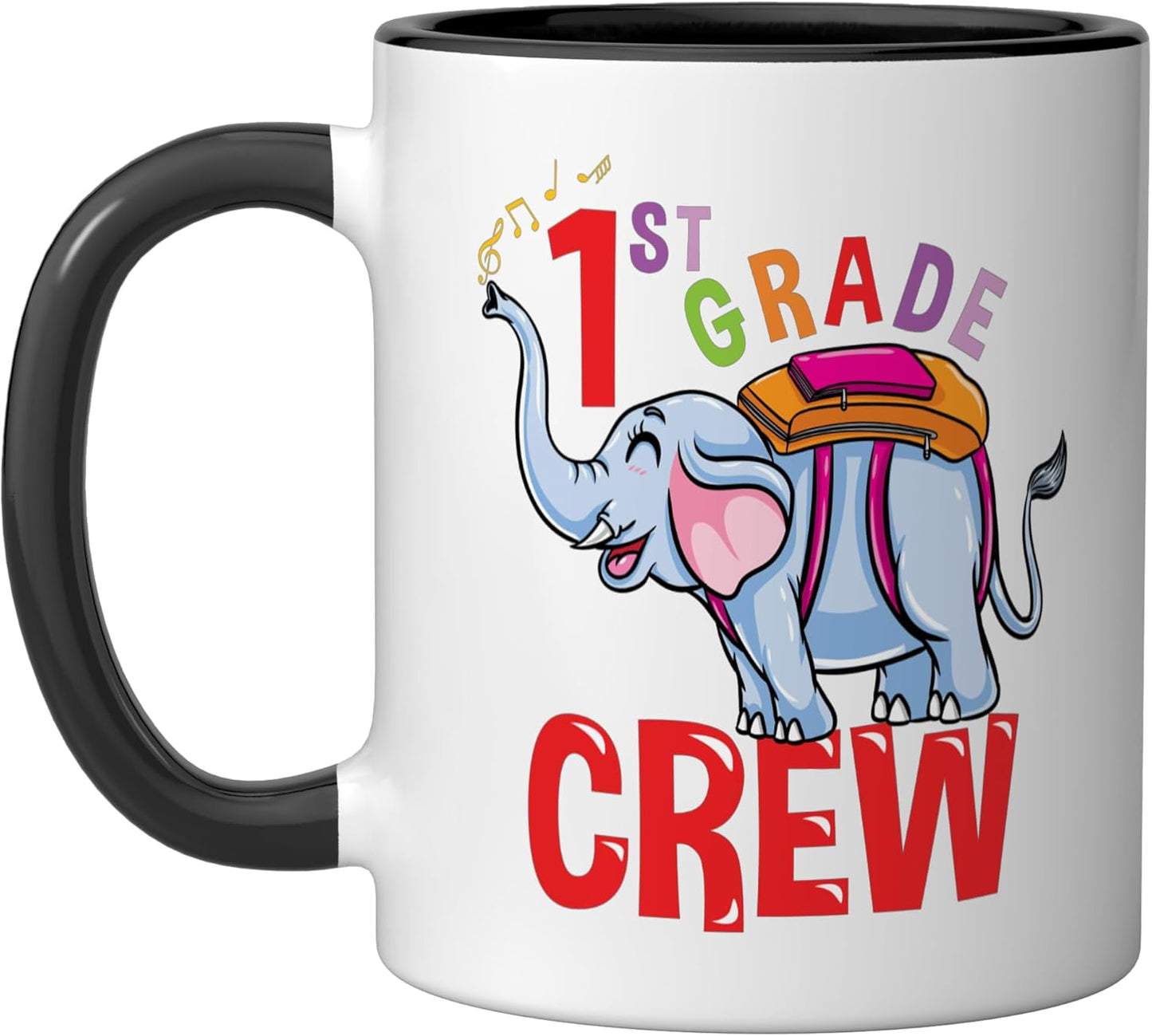 Taza Cerámica Elefante Primer Grado Negro/Blanco